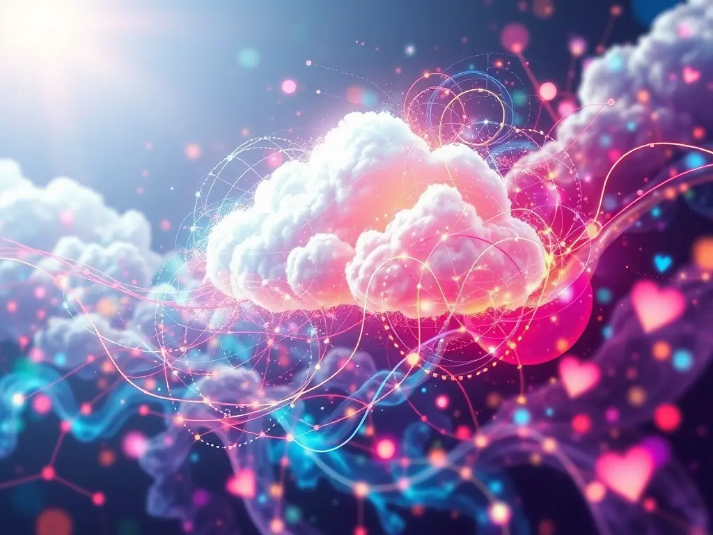 A visual representation of cloud data storage and network connections, highlighting the security and accessibility of cloud computing.